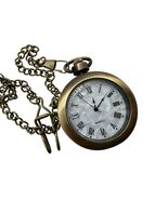 Antique Brass Pocket Watch with Quartz Movement and Fantasy Medal Design - $32.51 CAD