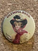 Vintage Olympia Beer Pin Breweriana Olympia Brewing Co Lady Bonnet Collectible - £5.31 GBP