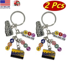 2 Pcs Metal New York City Subway Key Chain 5 Charms, NYC Keychain Souvenir - £7.90 GBP