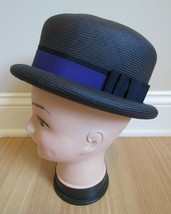 Authentic Vintage Designer Bode Mod Hat 1960&#39;s Purple Black Fantastic Condition! - £25.00 GBP