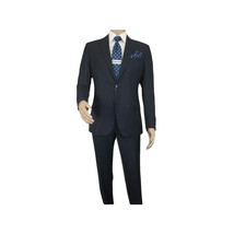 Men Suit BERLUSCONI Turkey 100% Italian Wool Super 180's #Ber29 Navy Blue Stripe image 2