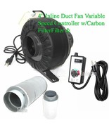 4&quot; Variable Speed Control Inline Hydroponic Duct Fan Blower 190CFM Carbo... - $119.20
