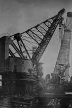 Giant Crane Lift Battleship Tower at Newport News Shipbuilding - Art Print - $21.99+