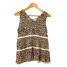 Love, Fire Womens size XL Sleeveless Lace Tiered Knit Tank Top Leopard Print - £17.68 GBP