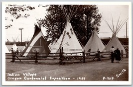 RPPC Tepees Oregon Centennial 1959 Indian Village Portland Smith Postcard - £7.48 GBP