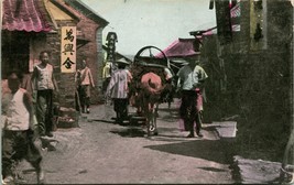 Vtg Cartolina 1910s Chefoo, Cina Street Scene Mano Colorato Non Usato - £11.95 GBP