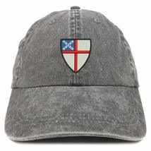 Trendy Apparel Shop Episcopal Shield Embroidered Washed Low Profile Cap - Black - £16.07 GBP