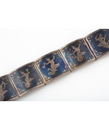 VINTAGE SIAMESE STERLING SILVER AND NIELLO ETCHED LINK PANEL BRACELET - $4,166.03 MXN