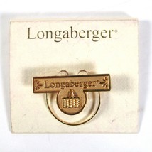 Longaberger Labeled Gold Basket Pin Brooch Clip Decor 1.5&quot; - £14.33 GBP