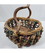 Large Handweave Basket w/ Natural Handle Multicolor 14x11x6 Inch + Handle - $617.81 MXN