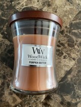 Woodwick Candle &amp; Lid Pumpkin Butter Scent 9.7oz Medium Jar Crackles as ... - £11.86 GBP