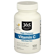 365 Whole Foods Supplements, Vitamins C with Rose Hips, 100 Vegan Tablets - £23.99 GBP