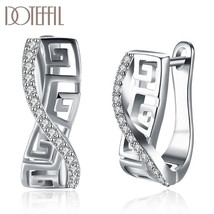 925 Sterling Silver Classic AAA Zircon Earrings Fashion For Woman Wedding Engage - £11.95 GBP