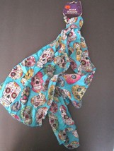 NEW Sugar Skull Womens Fashion Scarf Teal Multicolored Lgt Wgt Fabric 11&quot; x 60&quot; - £7.08 GBP