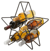 6 Wine Bottle Holder Amish Hand Forged Wrought Iron Star Table Counter Rack Usa - £52.74 GBP