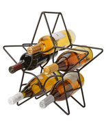 6 WINE BOTTLE HOLDER Amish Hand Forged Wrought Iron Star Table Counter R... - £52.62 GBP