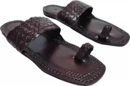 Mens Kolhapuri Leather chappal handmade Flat BOHO Sandals US size 7-12 HT76 - £29.43 GBP