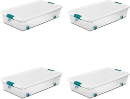 Sterilite 56 Qt/53 L Wheeled Latching Box Clears, Quart, White, 4 Pcs.. - £69.78 GBP