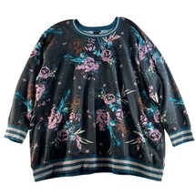 Torrid Plus 4X Classic Fit Cozy Fleece Raglan Rib Trim Sweatshirt Floral... - $30.83