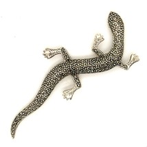 Vintage Sterling Signed 925 Art Deco Retro Pave Marcasite Stone Lizard Brooch - £59.34 GBP