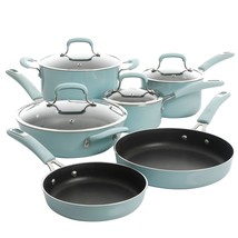 Kenmore Elite Andover 10 Piece Nonstick Aluminum Cookware Set in Glacier Blue - £132.83 GBP