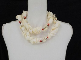 Womens Heavy Hawaiian Shells Lei Necklace White Brown Deep Red Jewelry Wedding - £19.63 GBP