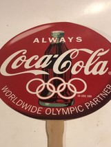 Coca-Cola 1996 Paralympics Olympics Wooden Hand Fan Atlanta Georgia ODS2 - £7.00 GBP