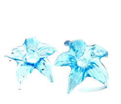 Aqua Blue Art Glass Lily Flowers Long Stem - £31.03 GBP