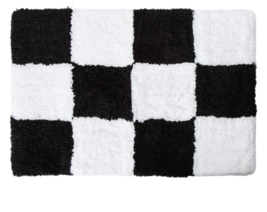 Super Shaggy Checkered Rug Black New 24x36 in - $10.55
