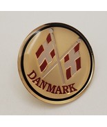 DANMARK Denmark Round Souvenir Lapel Hat Pin Tie Tack Red &amp; White Crosse... - $16.63