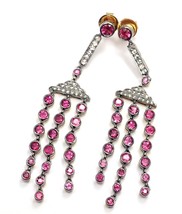 Rare! Authentic Laura Munder 18k Yellow Gold Diamond Pink Sapphire Earrings - £3,302.69 GBP