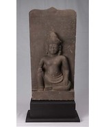 Antique Baphuon Style Stone Vishnu &amp; Lakshmi Stele - 80cm / 32&quot; - £4,668.49 GBP