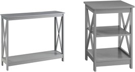 Convenience Concepts Oxford End Table, Gray &amp; Oxford Console Table, Gray - £143.87 GBP