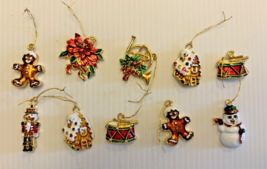Ornaments Christmas Lot of 10 Pendants Snowman House Drum Gingerbread Ma... - £9.64 GBP
