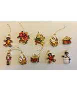 Ornaments Christmas Lot of 10 Pendants Snowman House Drum Gingerbread Ma... - £9.53 GBP