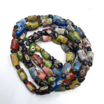 Vintage Colorfull Venetian Style face glass Beads Beaded Necklace - $58.20