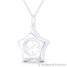 5-Pointed Star Watch Face Celestial Charm 925 Sterling Silver Reversible Pendant - £19.88 GBP+