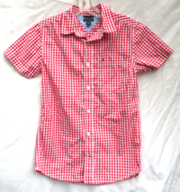 Tommy Hilfiger Boy Youth Size Medium 12 to 14 Red Check Dress Shirt 2013 Style - $14.24