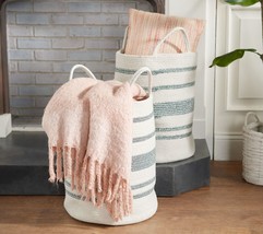 Tidy &amp; Co. Set of 2 Shimmer Stripe Storage Baskets with Handles - £34.87 GBP