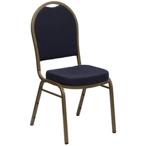 Elegant Navy Upholstered Stacking Banquet Chair with Gold Frame - $83.15