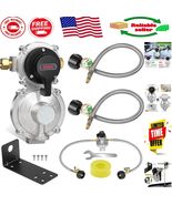 Durable 2-Stage Propane Regulator with Gauge &amp; Stainless Braided Hoses f... - $1,846.13 MXN