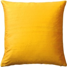 Sankara Deep Yellow Silk Throw Pillow 20x20, with Polyfill Insert - £40.14 GBP