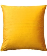 Sankara Deep Yellow Silk Throw Pillow 20x20, with Polyfill Insert - £39.78 GBP