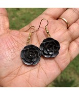 Geschnitzte handgefertigte Ohrringe aus Ebenholz mit Rosenblüten, 45 mm... - £10.52 GBP