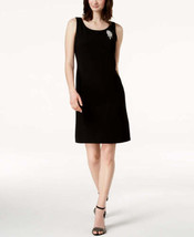 MSK Womens Rhinestone Brooch Sheath Dress Size 10 Color Black - £53.60 GBP