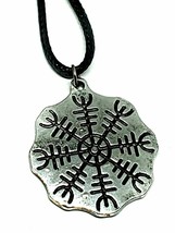  Helm of Awe Necklace Pendant Magical Protection Norse Pagan Icelandic Compass  - $10.12