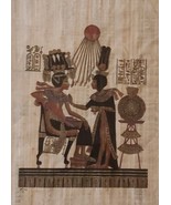 The Throne of King Tutankhamun Queen Ankhesenam Egypt Kemet Papyrus Art ... - $371.24