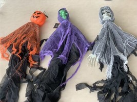 Hanging Witch, Hanging Pumpkin, Hanging Skeleton Reaper 34-36in Halloween Prop - £27.86 GBP