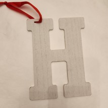 Wooden Letter Distressed Ornament Decor White Initial Monogram gift H - $8.91