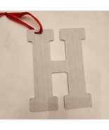 Wooden Letter Distressed Ornament Decor White Initial Monogram gift H - £7.02 GBP